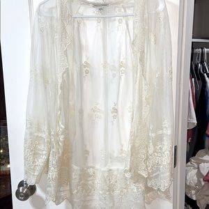 American Eagle White Lace Sheer Cardigan